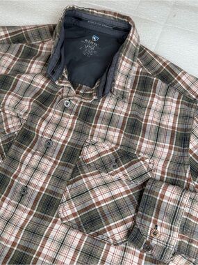 KUHL Dillingr Men's Large Flannel Shirt Long Sleeve Plaid Check Camping Hiking